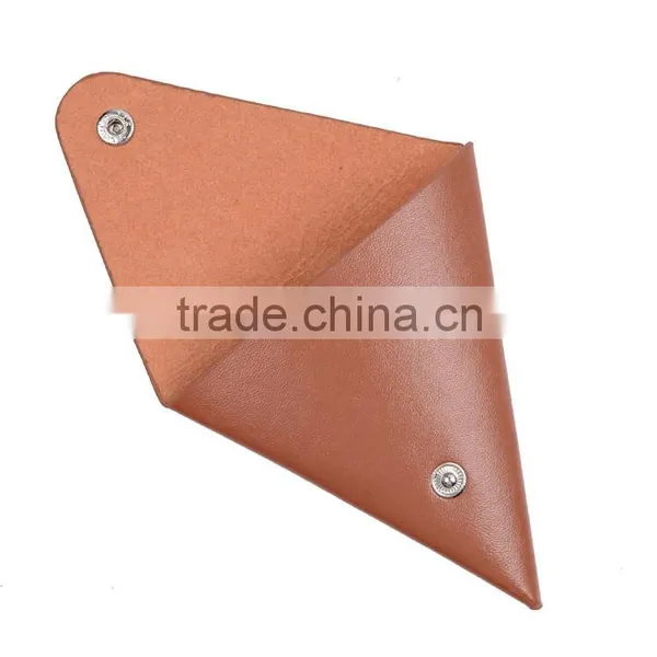Brown Mini Leather Coin Purse Wallet With Triangle Shape for Laldies photo-4