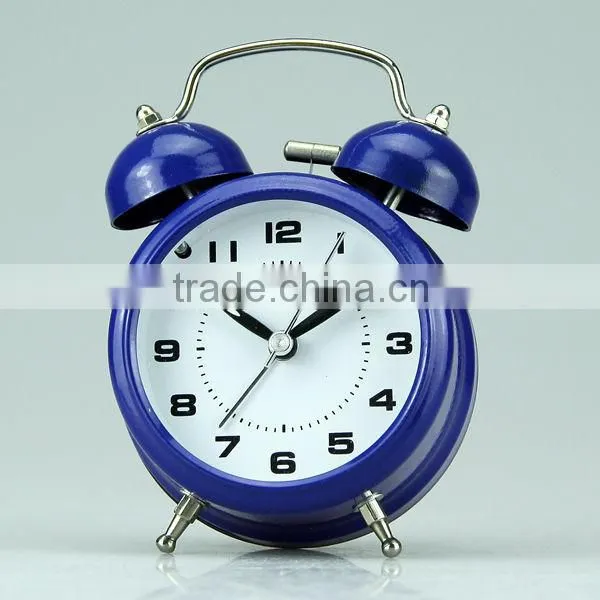 Simple Design Mini Classic Bright Blue Metal Desktop Retro Small Alarm Clock photo-2