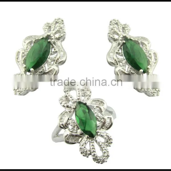 Teardrop Shaped Rhodium Plated Crystal Jewelry Set photo-5