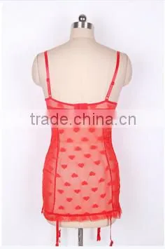 Sexy Heart Jacquard Mesh Garter Slip photo-2