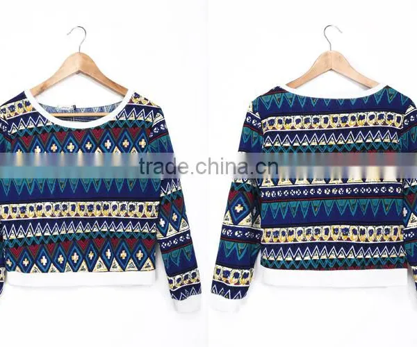New Lady Women's Rainbow Printed O-Neck Long Sleeves Tops Blouses photo-6