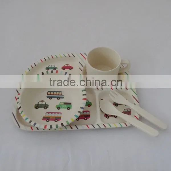 Eco-friendly Bamboo Fiber Kids Tableware Set-Car Design photo-3