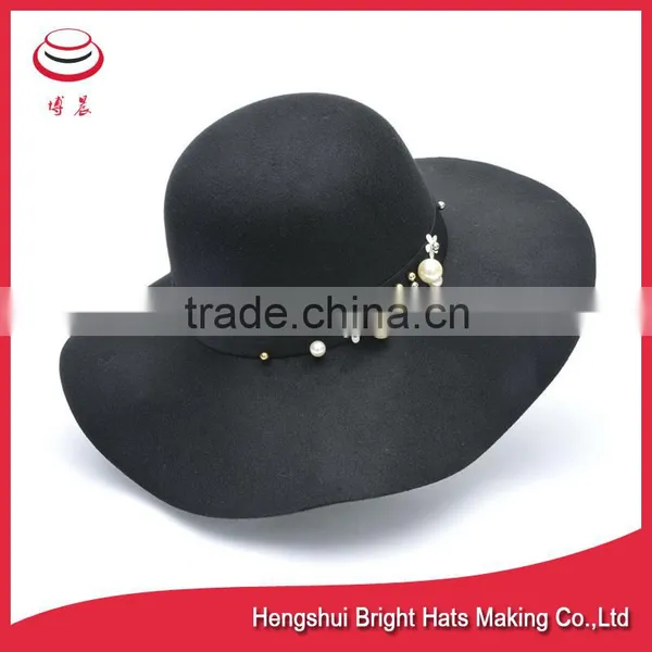 Beige Color Soft Wool Felt Floppy Hats No Glue photo-4