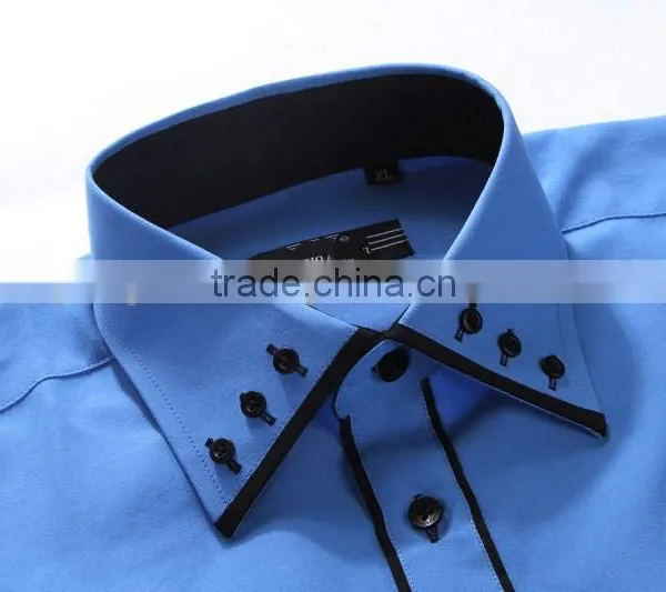 Men's Yarn Dyed Double Button Collar Cotton Striped Shirt Button Down Double Collar Formal Shirt Manufacturer photo-2
