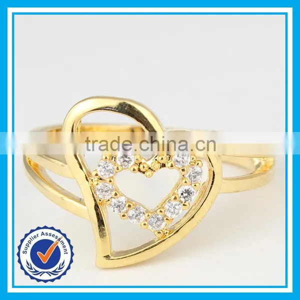 Factory Direct Sale Plated Gold Zircon Heart-shaped Metal Rings photo-4