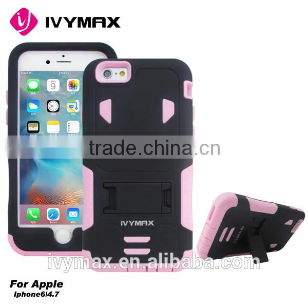 IVYMAX Wholesale PC Silicone 2 in 1 Stand Case for Iphone 6s photo-3