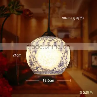 Vintage LED Pendant Light Blue White Porcelain Ceramic Loft Coffee Bar Restaurant Kitchen Lights photo-4