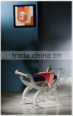 White Metal Roman Stool