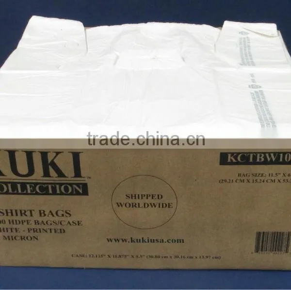 Kuki Collection T-Shirt Bags - 13 Micron, White