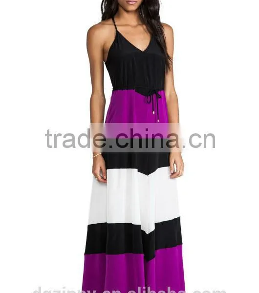 2015 Gowns Women Colour Block Gown Fashion Gown Design for Women Wear Long Gowns photo-6