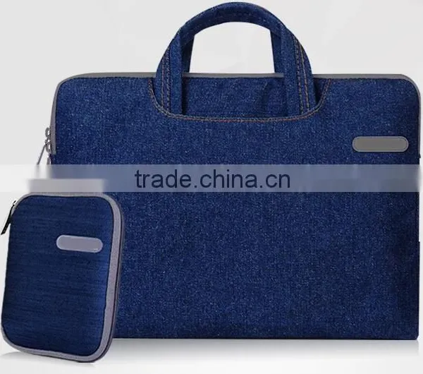 Customize Hot Selling Denim Computer Messenger Pouch Tote Case 15.4" 15.6" Laptop Shoulder Bag For HP photo-2