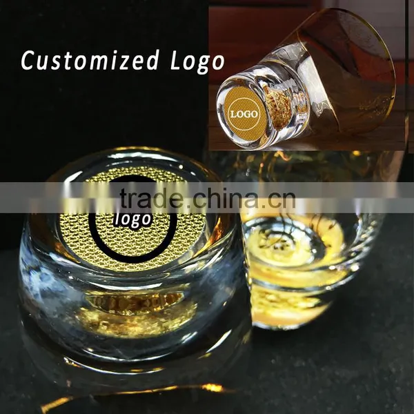210 ml Crystal Round Golden Pattern Machine Blown Custom Whisky Glass photo-6