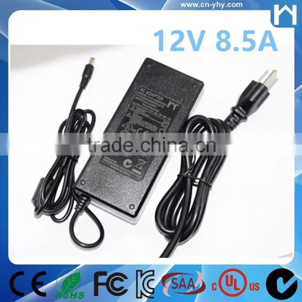 Input 100V-240V To DC 12V 8.5A 12V Switching Power Supply Adapter For LED Strip Flexible Light, 5.5x2.1mm