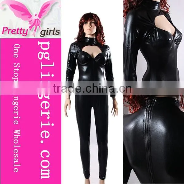 Wholesale Women Black Leather Jumpsuit High Quality Jumpsuit Evening Jumpsuits photo-5