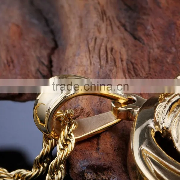 2015 New Design High Polish Animal Head Gold Coin Pendant photo-3