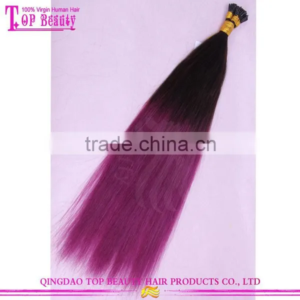 Top Quality Cheap I Tip Brazilian Hair Extension Remy Ombre #2TPurple I Tip Hair Extension For Cheap photo-4