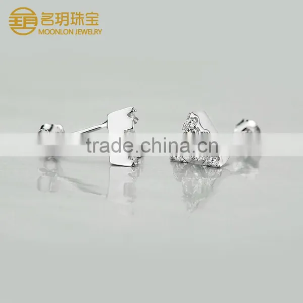 Fashion Geometric Figure Sterling Silver Gemstone Stud Earrings for Stylish Women photo-4