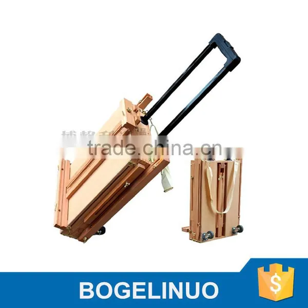 in Stock 82*106*140(183)cm Professional Wooden Sketch Box Easel With Hand Lever and Omni-directional Wheel
