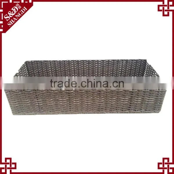 Hand Woven Plastic Rattan Shoes Basket for Hotel and Home Shoes Storage photo-3