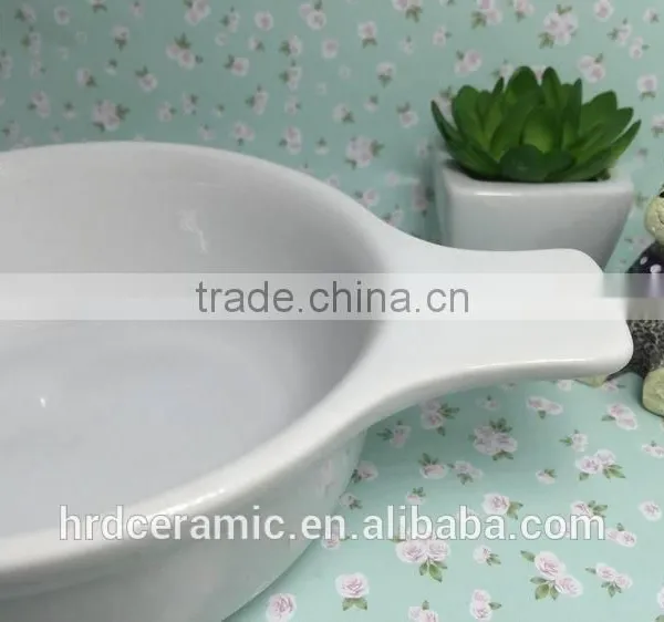 High Quality Stocked White Ceramic Sauce Boat With Handle photo-6