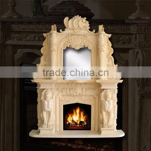 European Traditional Statuary Carved Overmantel Outdoor Marble Fireplaces photo-2