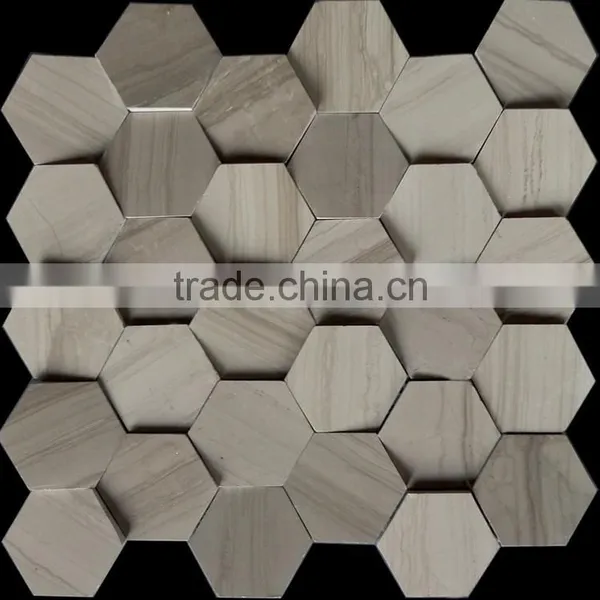MM-CV235 Super Quality Indoor Design Natural Stone Marble Hexagon Mosaic Tile photo-2