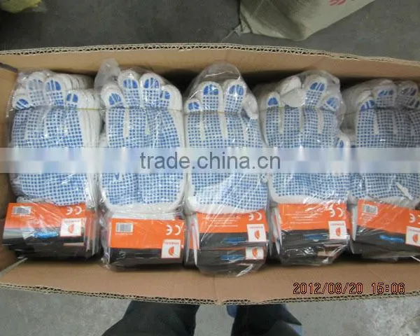 DDSAFETY Bleach Cotton String Knit Gloves With Blue PVC Dots Safety Gloves photo-5