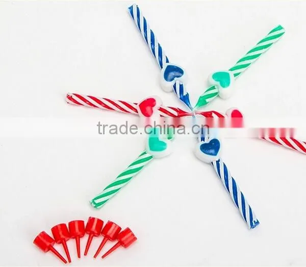 Love Heart Colour Screw Thread Birthday Candle Wholesale photo-3