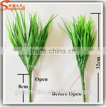7-green Fork Artificial Plants Plastic Grass Bouquet Flower Shop Plant Decoration photo-5