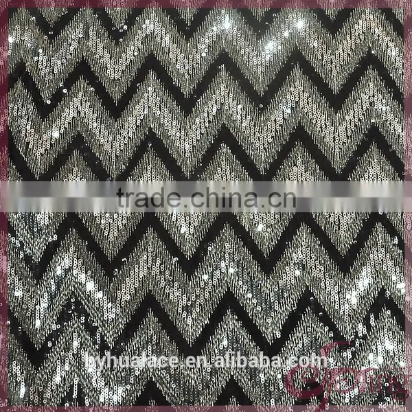 New Arrival V-shape Design Wholesale Cheap Sequin Lace Fabric for Party Dress photo-3