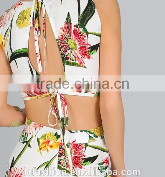 Sexy Summer Beach Print Crop Top and Skirt Wholesale Ladies Summer Beach Clothing photo-4