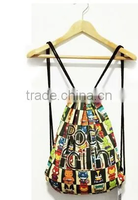 Custom Canvas Print Candy Color Backpack With String photo-3