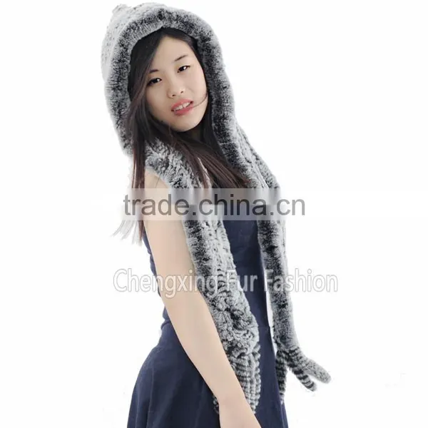CX-C-41M Woman Winter Warm Rex Rabbit Russian Fur Hat photo-2