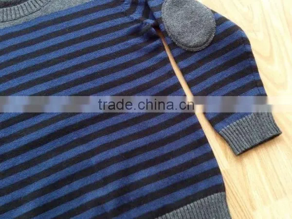 High Quality Kids Children 100% Pure Cotton Plain Elbow Patch Sweater(DK22F) photo-6