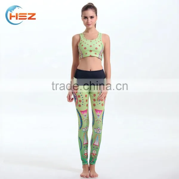 HSZ-YD46004 Breathable Woman Sports Clothes Sew Sassy Icing Legging Custom Sublimation Print Yoga Pants Legging,yoga Clothing