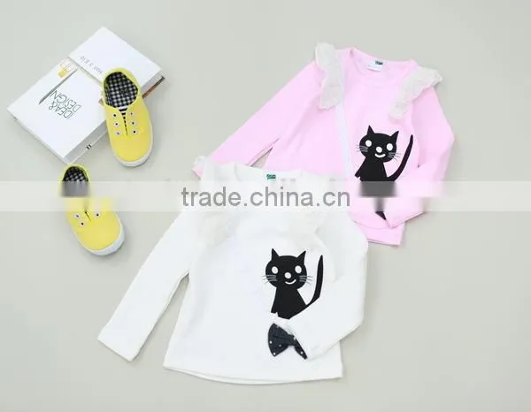Cartoon Cat Print Children Long Sleeve Lovely Kids Brand t Shirt photo-4