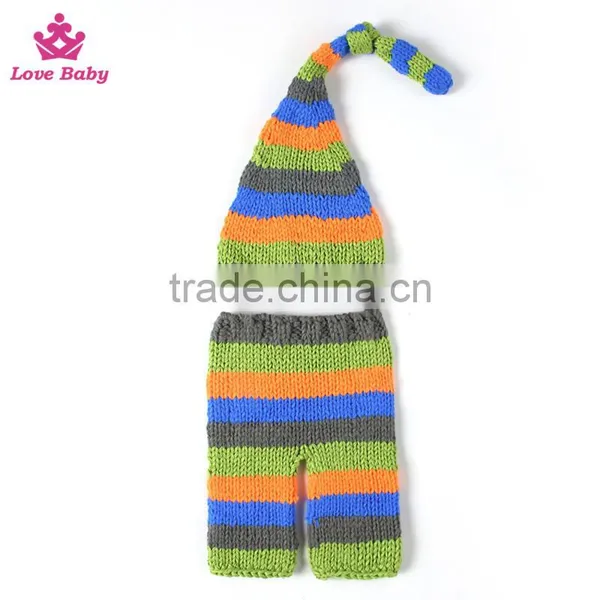 2pcs Set Handmade Cute Unisex Baby Boy Girl Newborn Knitted Knitted Hat and Pants photo-2