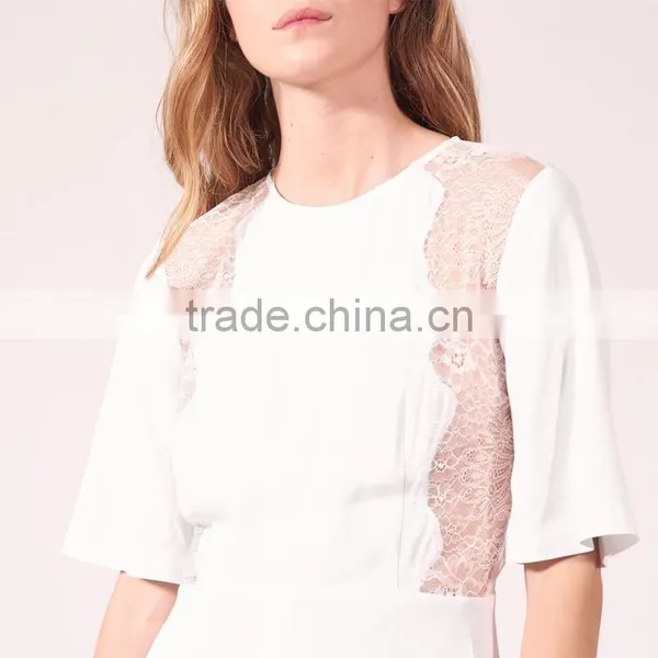 WOMEN Round Neck and Short Sleeves Sexy Lace Bare Back Jumpsuit photo-6