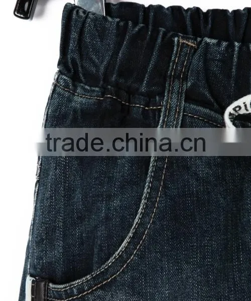 Top 10 Jeans Two Color PU Tape Funky Wholesale Kids High Waist Jeans With Elastic photo-6