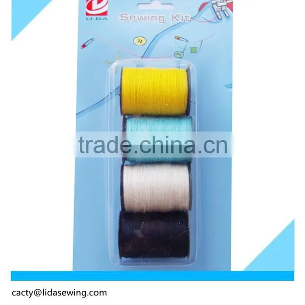 5pcs Plastic Tube of Colorful Polyester Thread Blister on Card