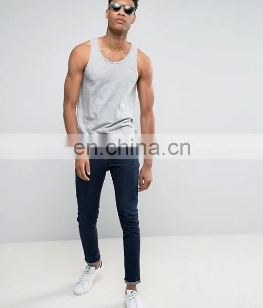 Gym Trainning Custom 95% Cotton 5% Spandex White Formal Mens Stringer Tank Top Men photo-4