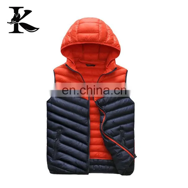 Men Nylon Decthable Hood Padded Vest Winter Warm Down Vest photo-2