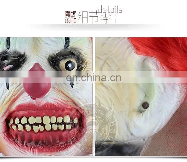 Halloweem Latex Clown Mask With Red Wigs photo-6
