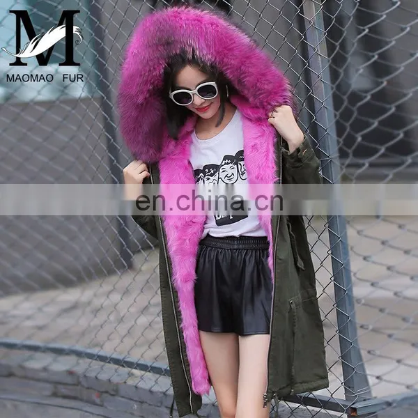 Winter Warm Fashion Real Sheep Fur Army Parka Custom Hooded Fur Women Parka photo-2