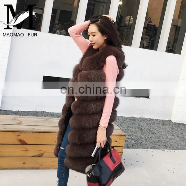 Russian Style Real Fox Fur Vest for Women Luxurious Handmade Long Vest photo-4