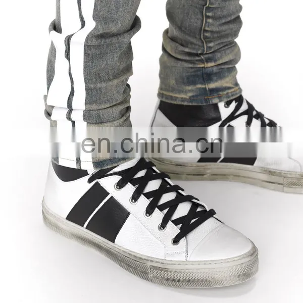 DiZNEW Dirty Indigo White Side Broken Track Ripped Denim Jeans Men photo-6
