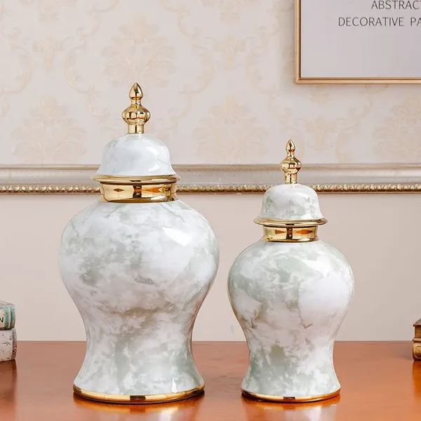 Creative Fashion Electroplate Gild European White Ceramic Vase For Home Decor photo-2