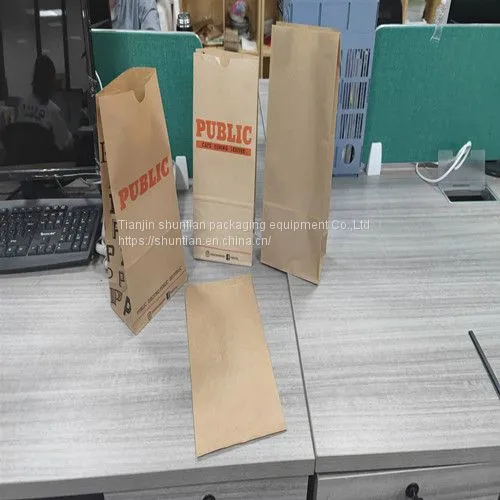 Greaseproof Kraft Paper Bread Bag Quad Seal Pouch Packaging