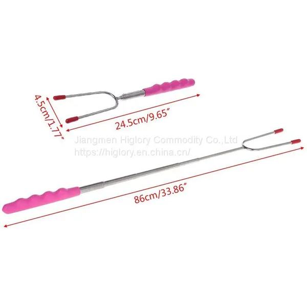Stretch Stainless Steel Barbecue Fork PVC Handle Extending Marshmallow Roasting BBQ Sticks Skewers photo-3