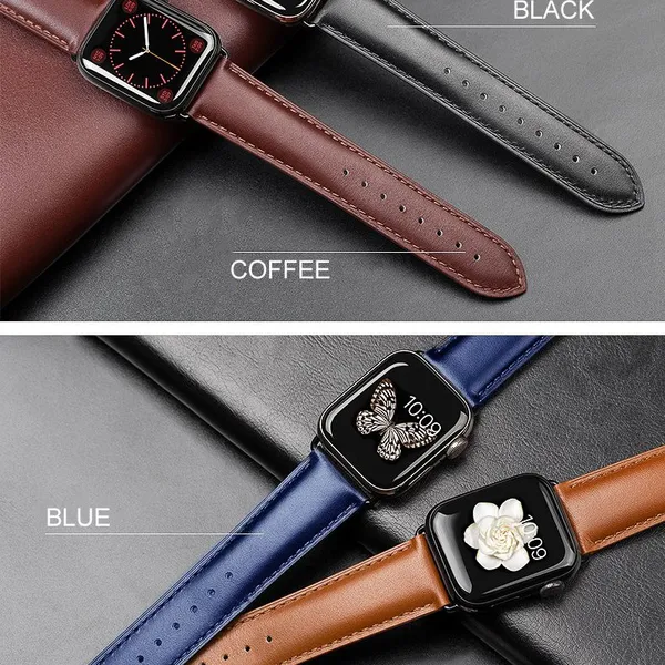 Factory Price Custom High Quantity Cowhide Genuine Leather Watch Strap For Apple Watch Top Layer Leather Band Strap photo-5